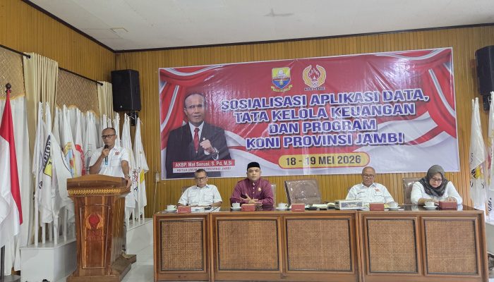 Ketua Umum KONI Jambi, AKBP Mat Sanusi, Membuka Secara Resmi Sosialisasi Aplikasi Data, Tata Kelola Keuangan, dan Program Kerja