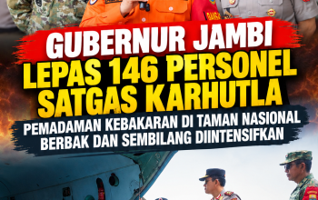 Gubernur Jambi Lepas 146 Personel Satgas Karhutla, Pemadaman Kebakaran di Taman Nasional Berbak dan Sembilang Diintensifkan