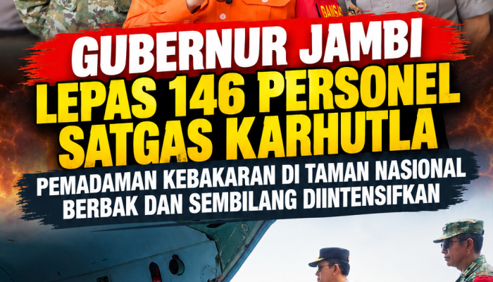 Gubernur Jambi Lepas 146 Personel Satgas Karhutla, Pemadaman Kebakaran di Taman Nasional Berbak dan Sembilang Diintensifkan
