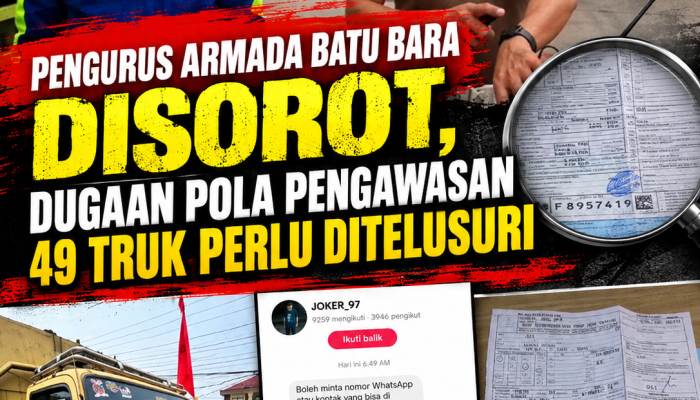 Pengurus Armada Batu Bara Disorot, Dugaan Pola Pengawasan 49 Truk Perlu Ditelusuri